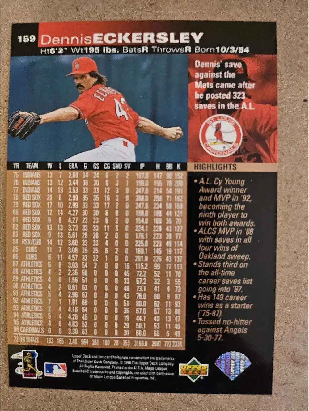 Upper Deck dennis eckersley